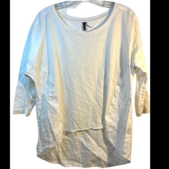 STELLA CARAKASI WOMANS BLOUSE small linen WHITE LAGONLOOK casual everyday tunic - Picture 1 of 11